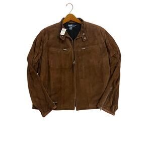 VTG NWT Polo Ralph Lauren Jacket Mens Medium Brown Suede Full Zip 90s Y2K XL